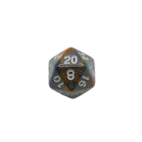 Polyhedral dice with numbers on a white background